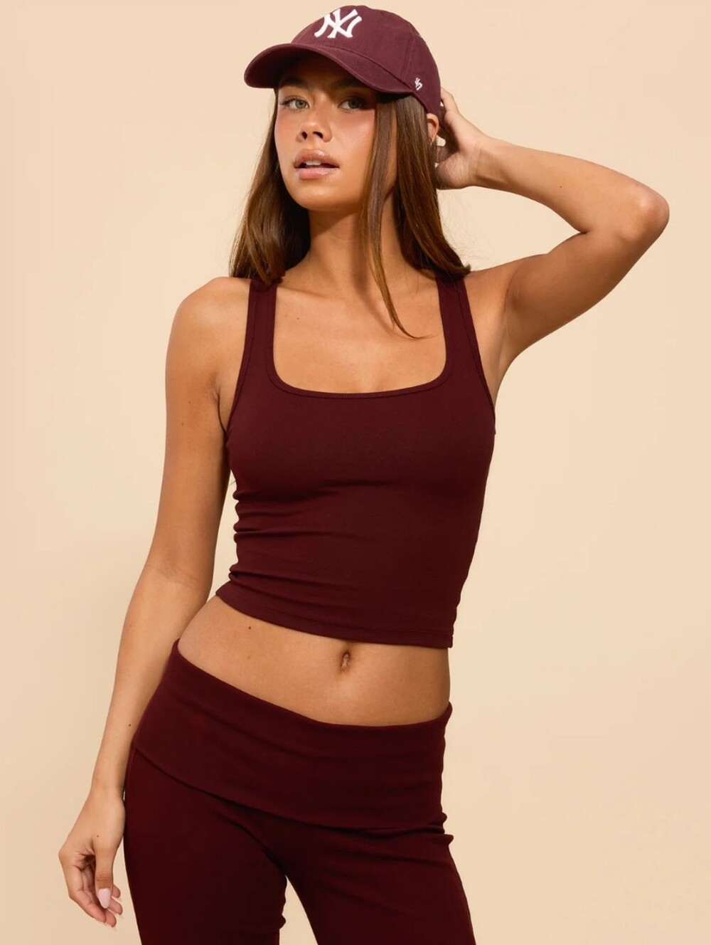 Edikted Women's Linda Ribbed Burgundy Tank Top
